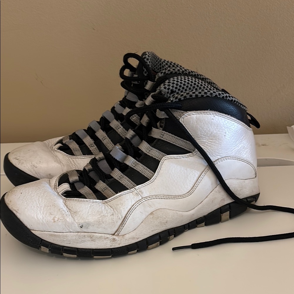 Nike Air Jordan 10 Retro Steel 2013 Men's Size 9 White Black Sneakers